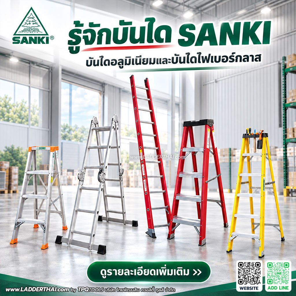บันได SANKI คืออะไร? รู้จักบันได SANKI รุ่นมี มอก. บันไดอลูมิเนียมและบันไดไฟเบอร์กลาส