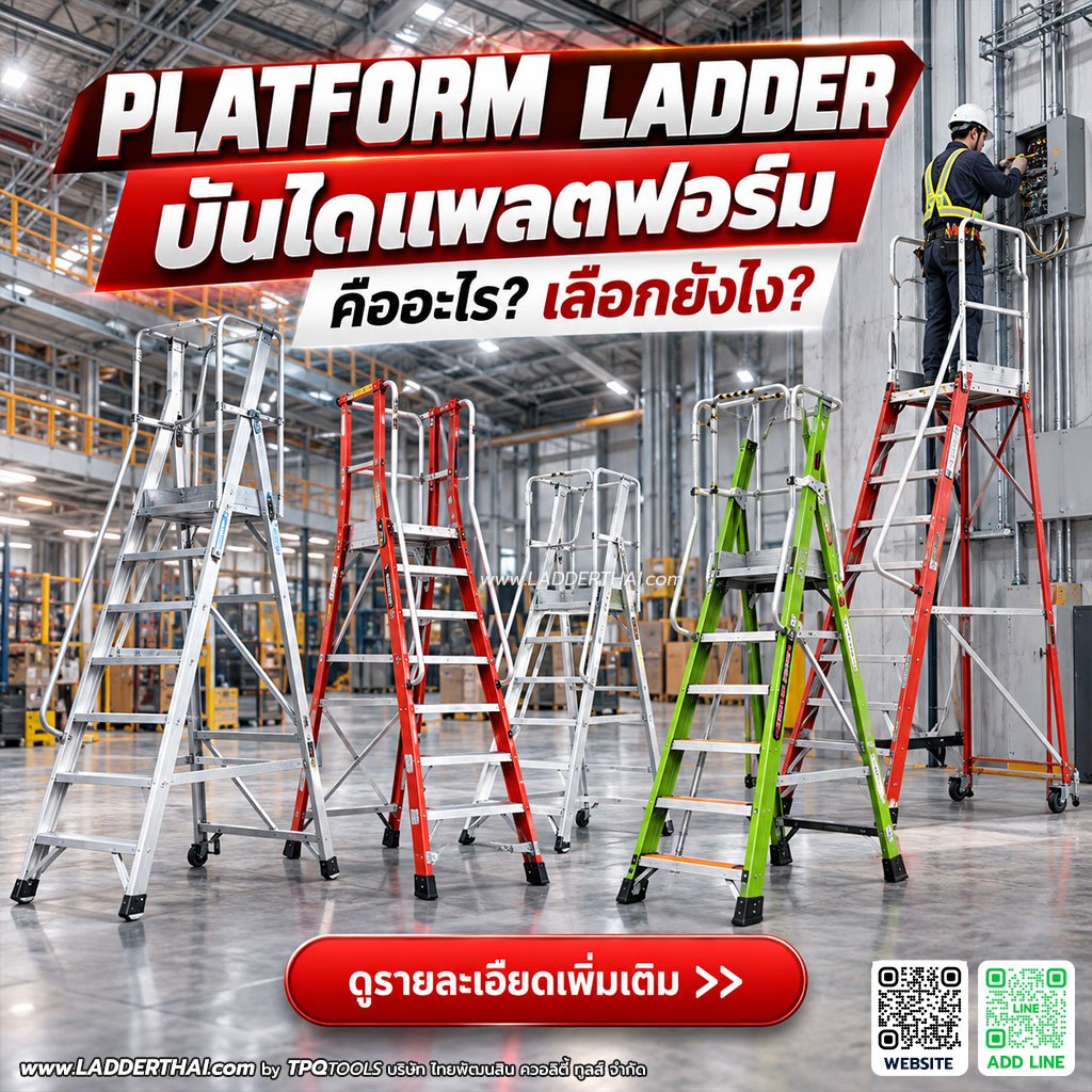 บันไดแพลตฟอร์ม (PLATFORM LADDER) คืออะไร? วิธีเลือกบันไดแพลตฟอร์มสำหรับโรงงานและคลังสินค้า