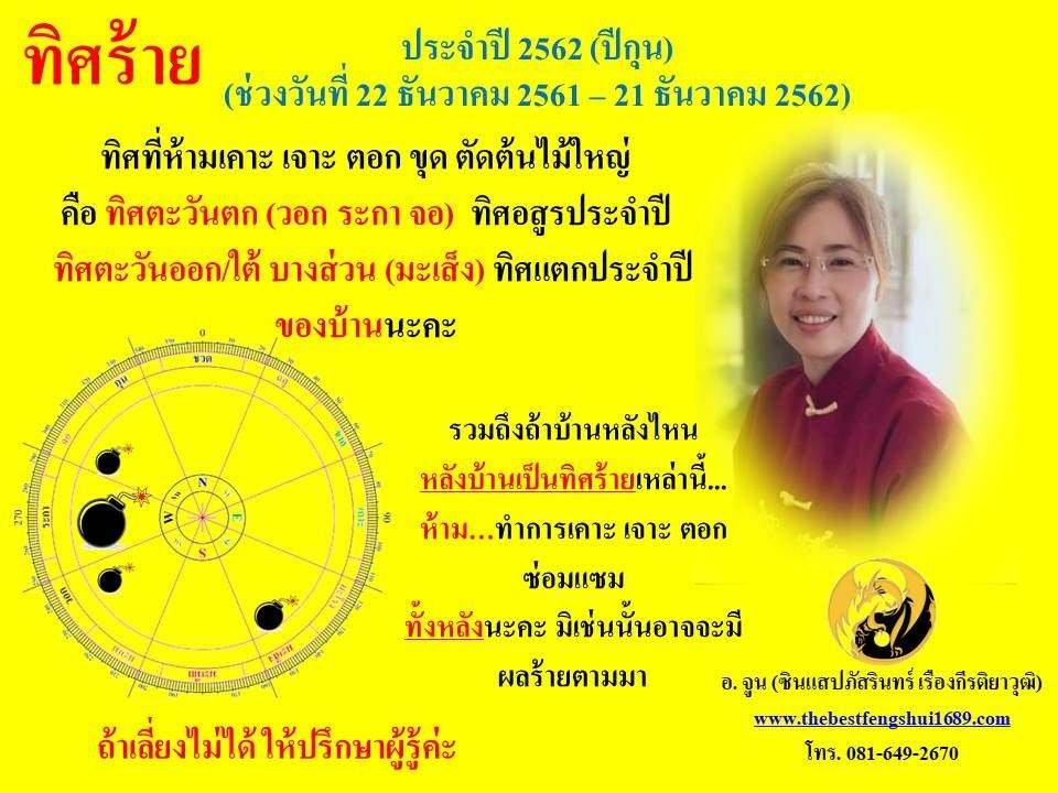 ทิศร้ายประจำปี 2562 (ปีกุน)