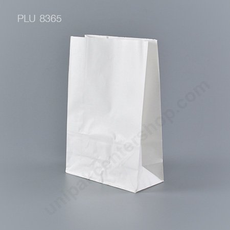ถุงกระดาษพับข้างมีก้น สีขาว ขนาด 12 x 5 x 17 cm