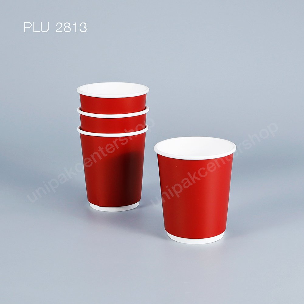 แก้วกระดาษ 8 oz (DW) ด้านในขาว / ปลอกแดง