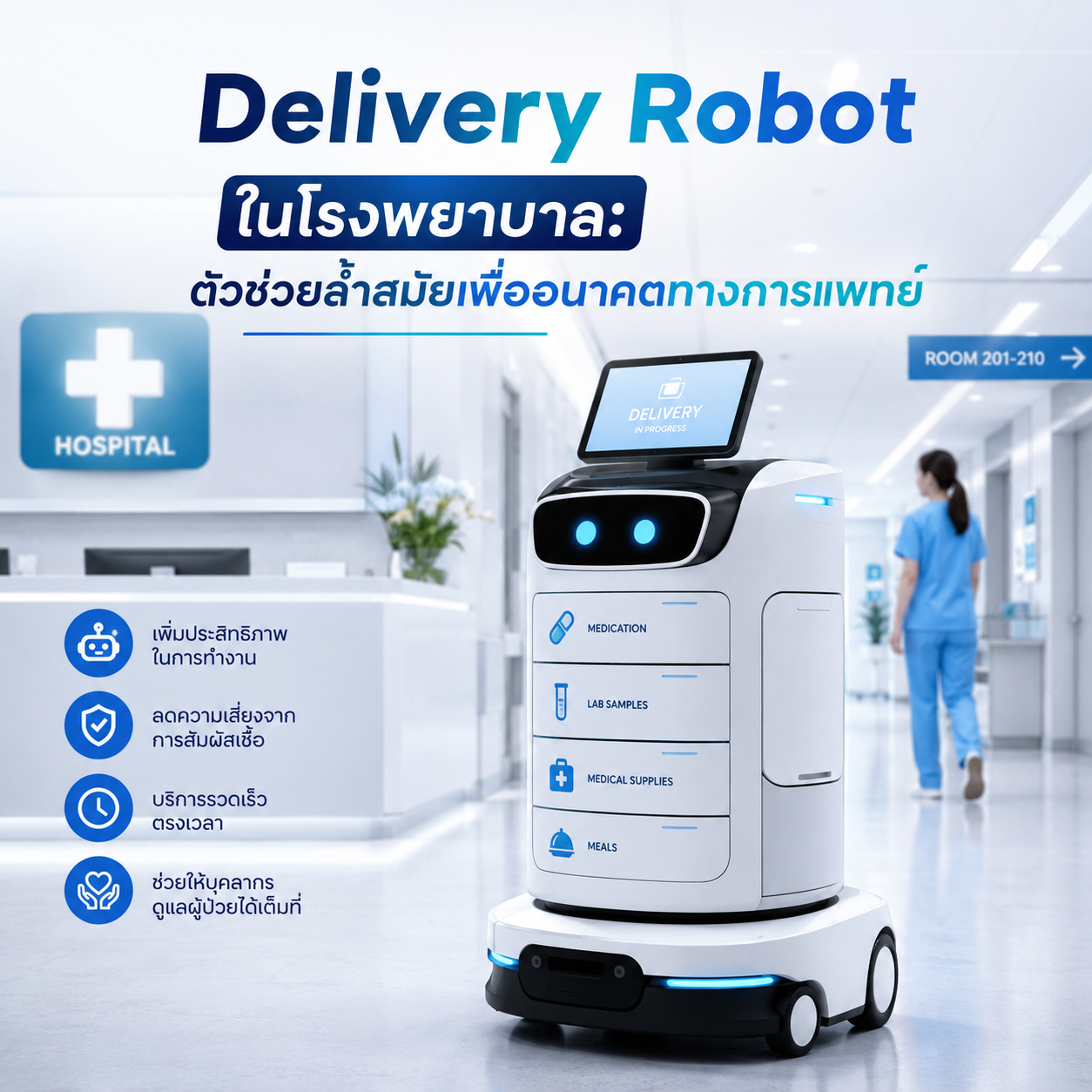 Delivery Robot ในโรงพยาบาล: ตัวช่วยล้ำสมัยเพื่ออนาคตทางการแพทย์