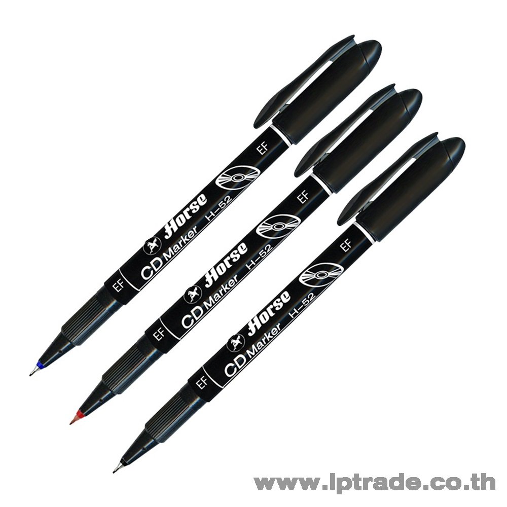 ปากกาเขียนซีดี ลบไม่ได้ ตราม้า H-52EF 0.5 มม. (ชุด 3 สี)