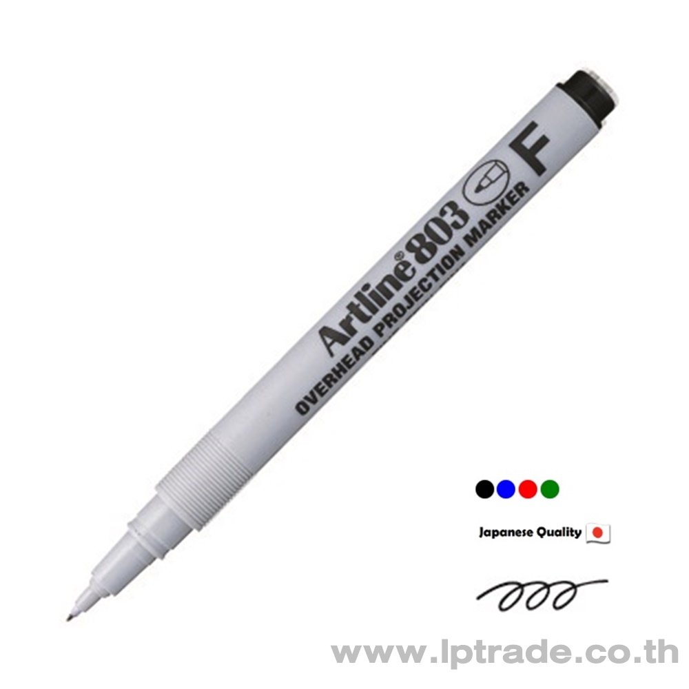 ปากกาเขียนแผ่นใส Artline EK-803 ลบได้ หัว F 0.5mm สีน้ำเงิน