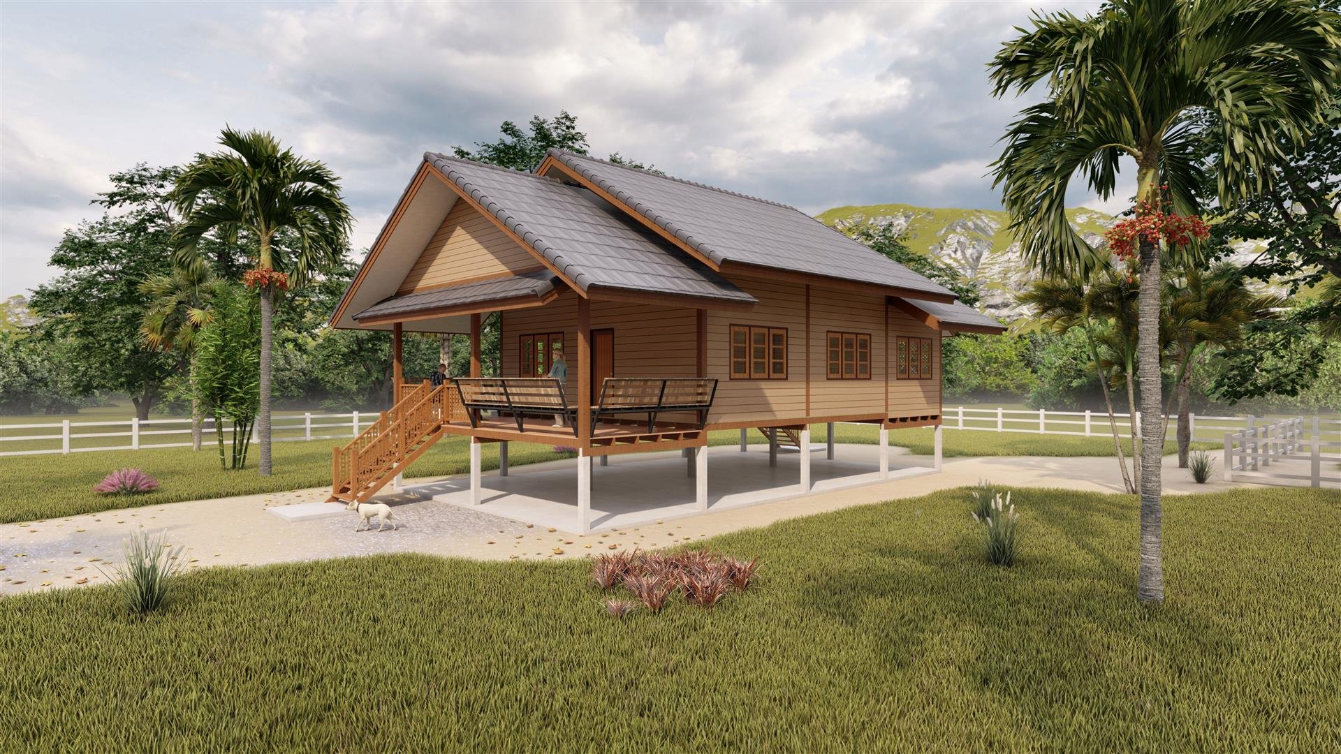 บ้านไม้หลังคาจั่วซ้อน บ้านไม้หลังคาจั่วซ้อน