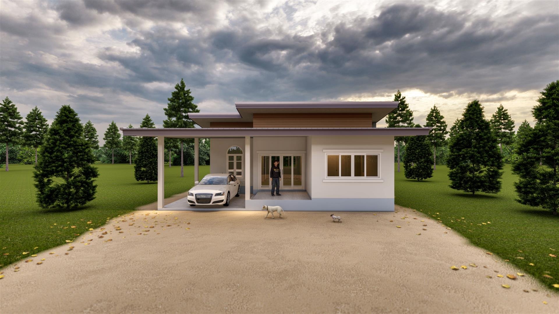 แบบบ้านโมเดิร์นชั้นเดียว 2ห้องนอน แบบบ้านโมเดิร์นชั้นเดียว 2ห้องนอน