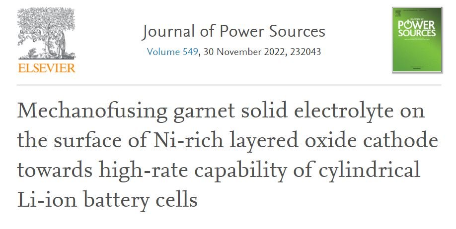 Mechanofusing garnet solid electrolyte on the surface of Ni-rich layered oxide cathode