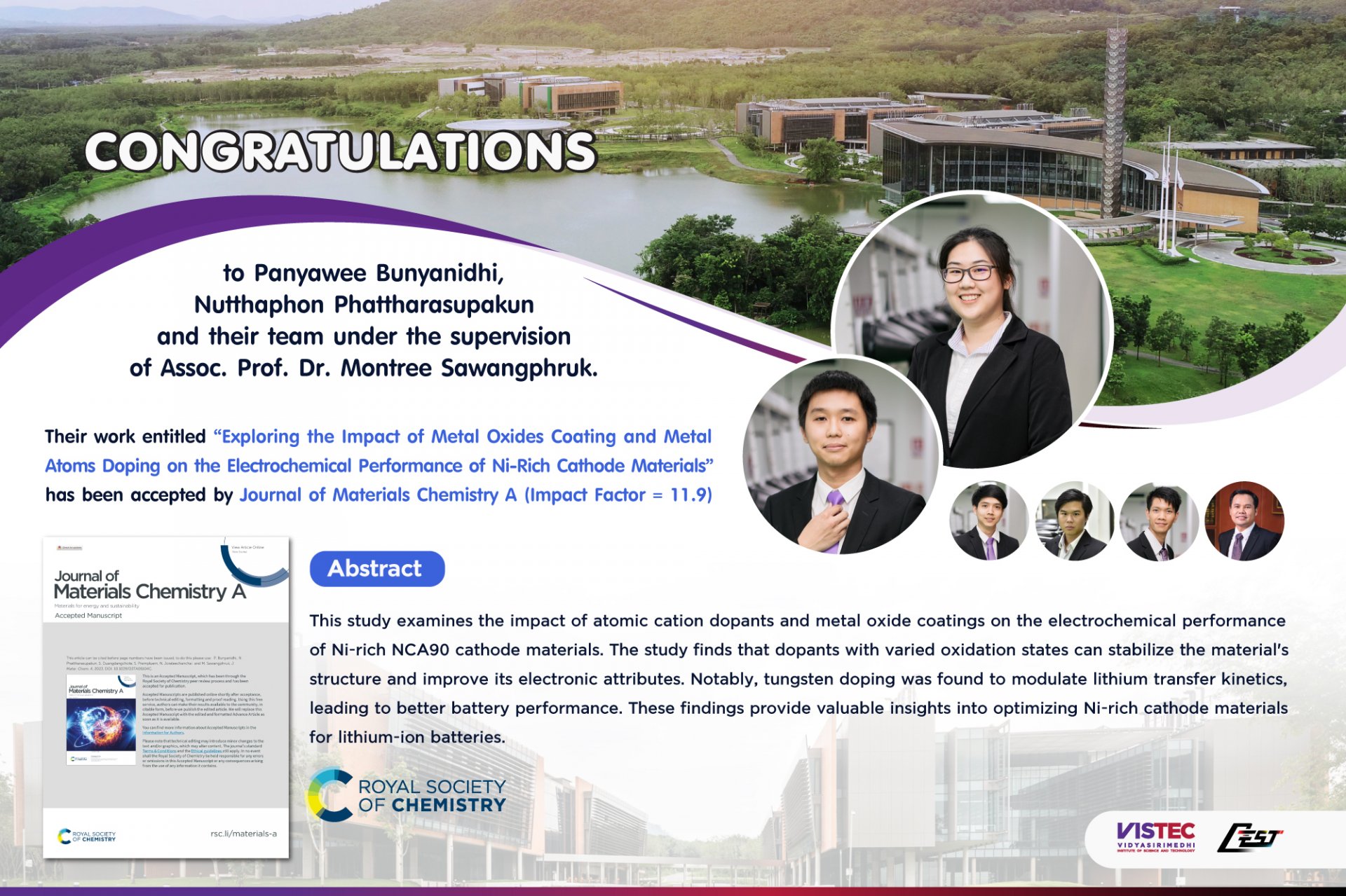 Big Congratulations to to Panyawee Bunyanidhi, Nutthaphon Phattharasupakun and their team under the supervision of Assoc. Prof. Dr. Montree Sawangphruk. 