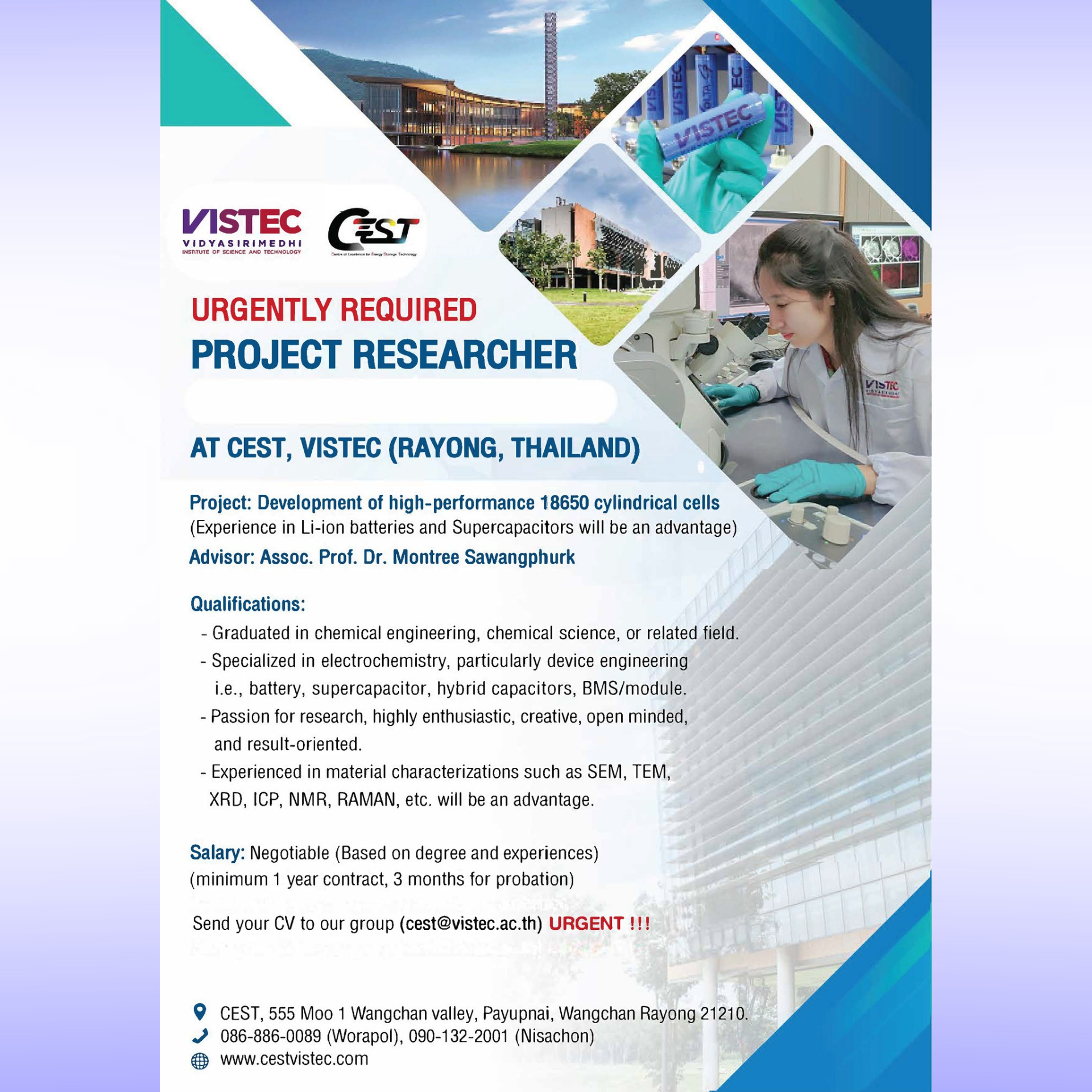 URGENT JOB OPPORTUNITY  PROJECT RESEARCHER (RA)