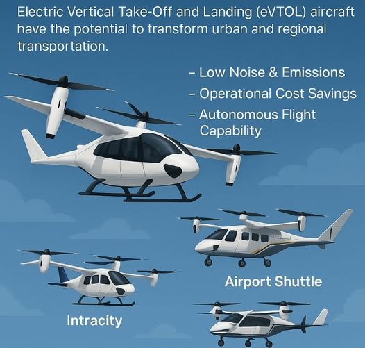 Air Taxis  เครื่องบินขึ้นและลงแนวดิ่งด้วยระบบไฟฟ้า (eVTOL) 