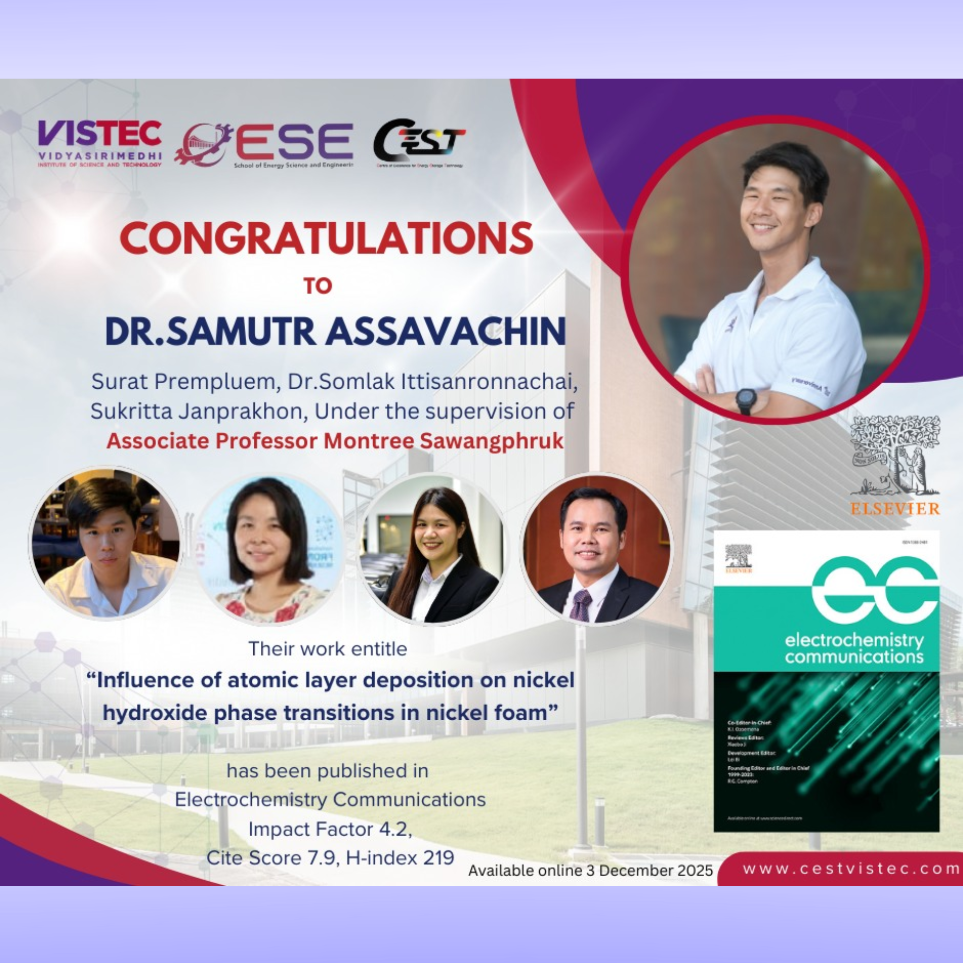  Big CONGRATULATIONS!  to Dr.Samutr Assavachin,  Surat Prempluem, Dr.Somlak Ittisanronnachai,  Sukritta Janprakhon, and Assoc. Prof. Dr. Montree Sawangphruk*