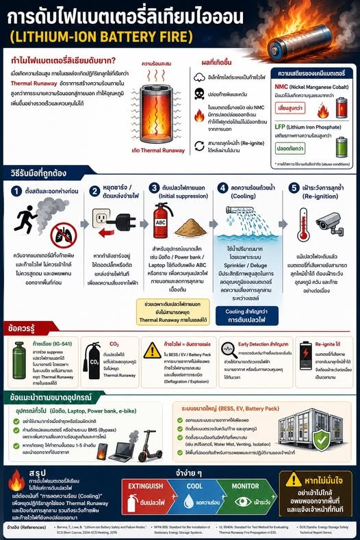  การดับไฟแบตเตอรี่ลิเทียมไอออน (Lithium-ion Battery Fire)