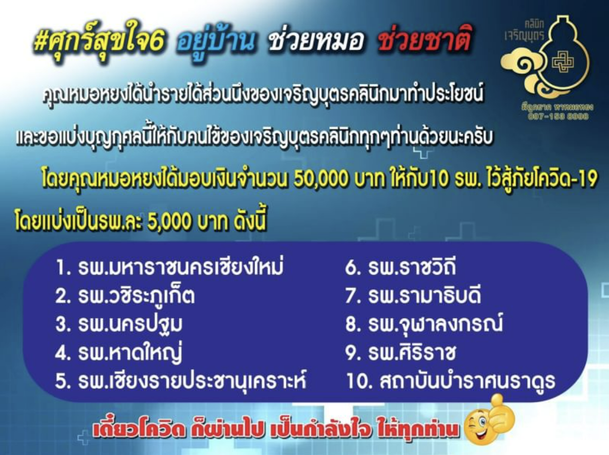 #ศุกร์สุขใจ 6 อยู่บ้าน ช่วยหมอ ช่วยชาติ