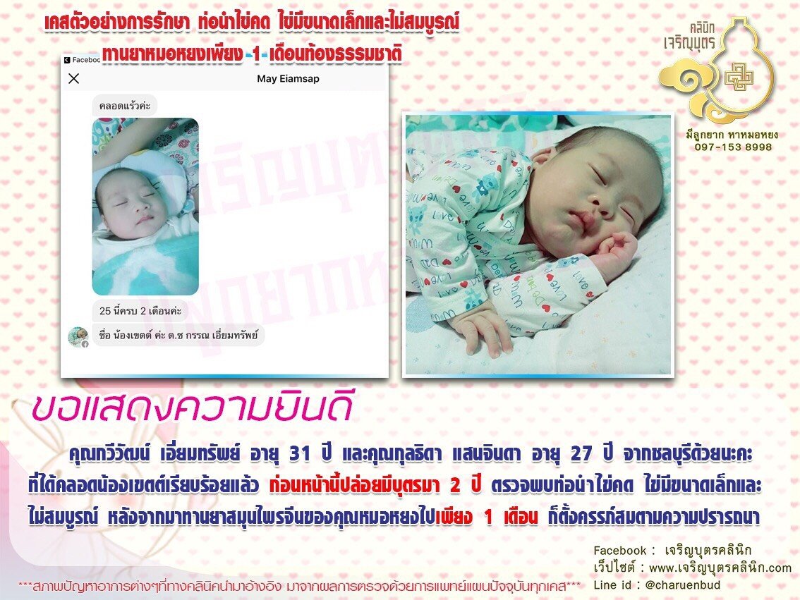 คุณกวีวัฒน์ เอี่ยมทรัพย์ อายุ 31 ปี และคุณกุลธิดา แสนจินดา อายุ 27 ปี จากชลบุรี ได้คลอดน้องเขตต์เรียบร้อยแล้ว