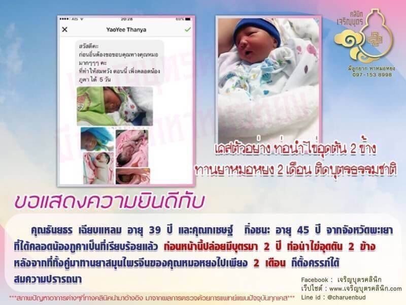 คุณธันยธร เฉียบแหลม อายุ 39 ปี และคุณกเชษฐ์ กิ่งชนะ อายุ 45 ปี จากจังหวัดพะเยา ได้คลอดน้องภูคาเป็นที่เรียบร้อยแล้ว