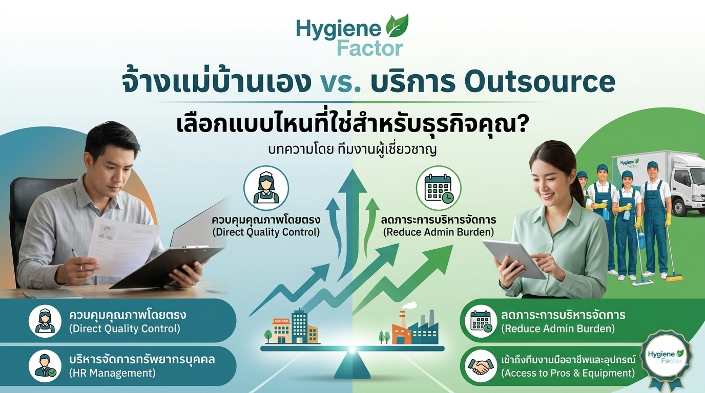 รูปบทความ จ้างแม่บ้านเอง vs. บริการ Outsource เลือกแบบไหนที่ใช่สำหรับธุรกิจคุณ?