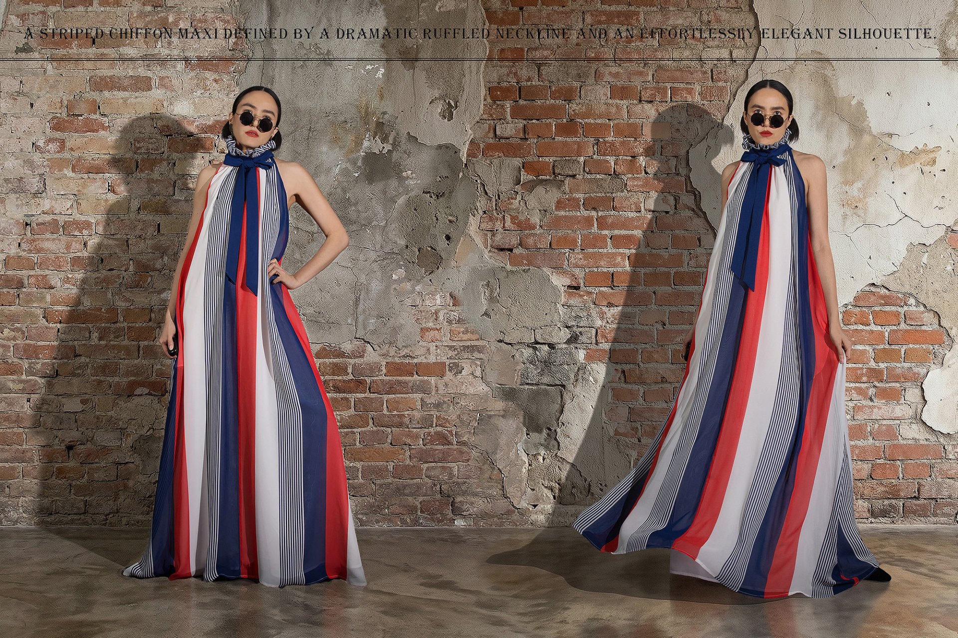 Royal Ruffle Chiffon Maxi Dress by WLS LIMITED EDITION
