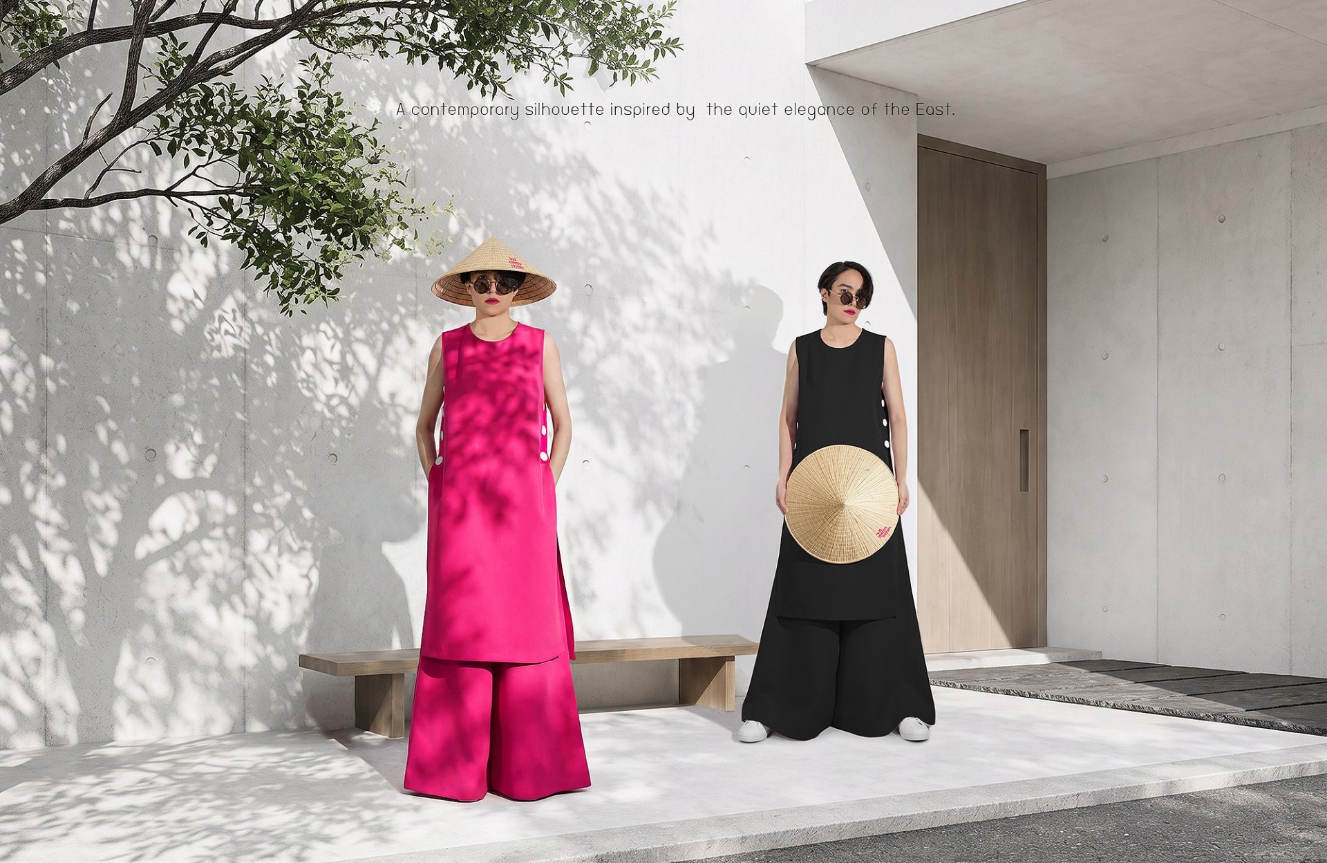  MODERN ORIENTAL MUSE SET - ชุดเซ็ทเสื้อยาวติดกระดุมข้าง กับกางเกงขาบานจัด งานมินิมอล สไตล์เวียดนาม