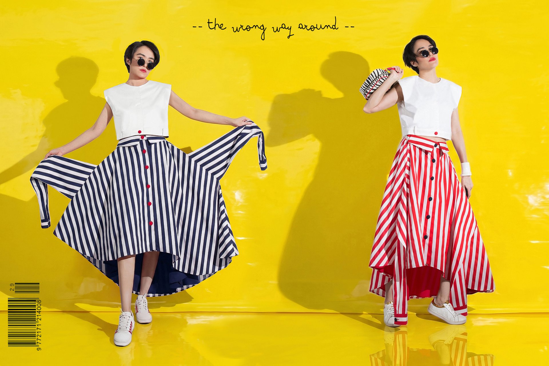 The Offbeat Shirt Skirt &  The Trouser Crop SET กระโปรงทรงเสื้อเชิ๊ต จับคู่กับเสื้อทรงกางเกงสุดฮิป