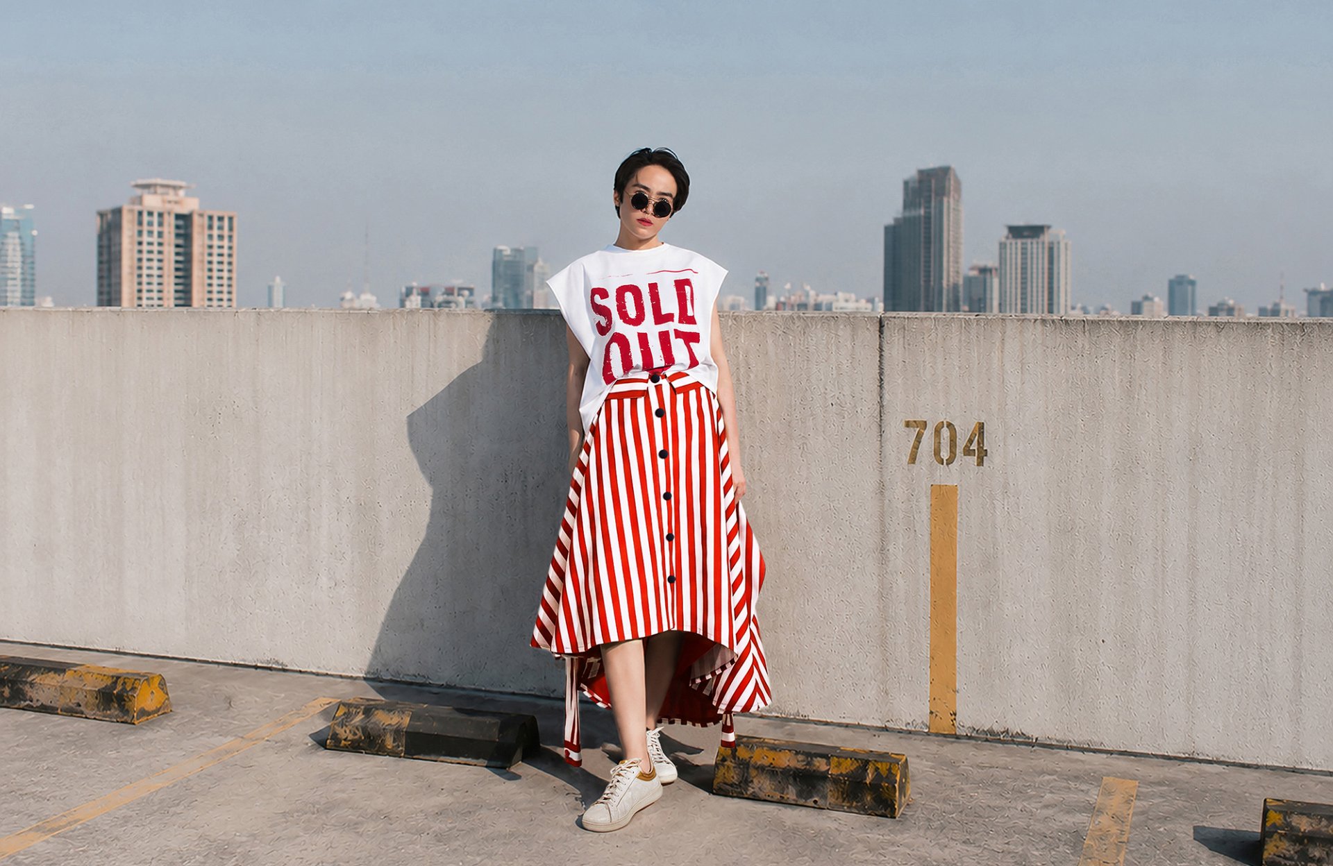 The Offbeat Shirt Skirt &  The Trouser Crop SET กระโปรงทรงเสื้อเชิ๊ต จับคู่กับเสื้อทรงกางเกงสุดฮิป