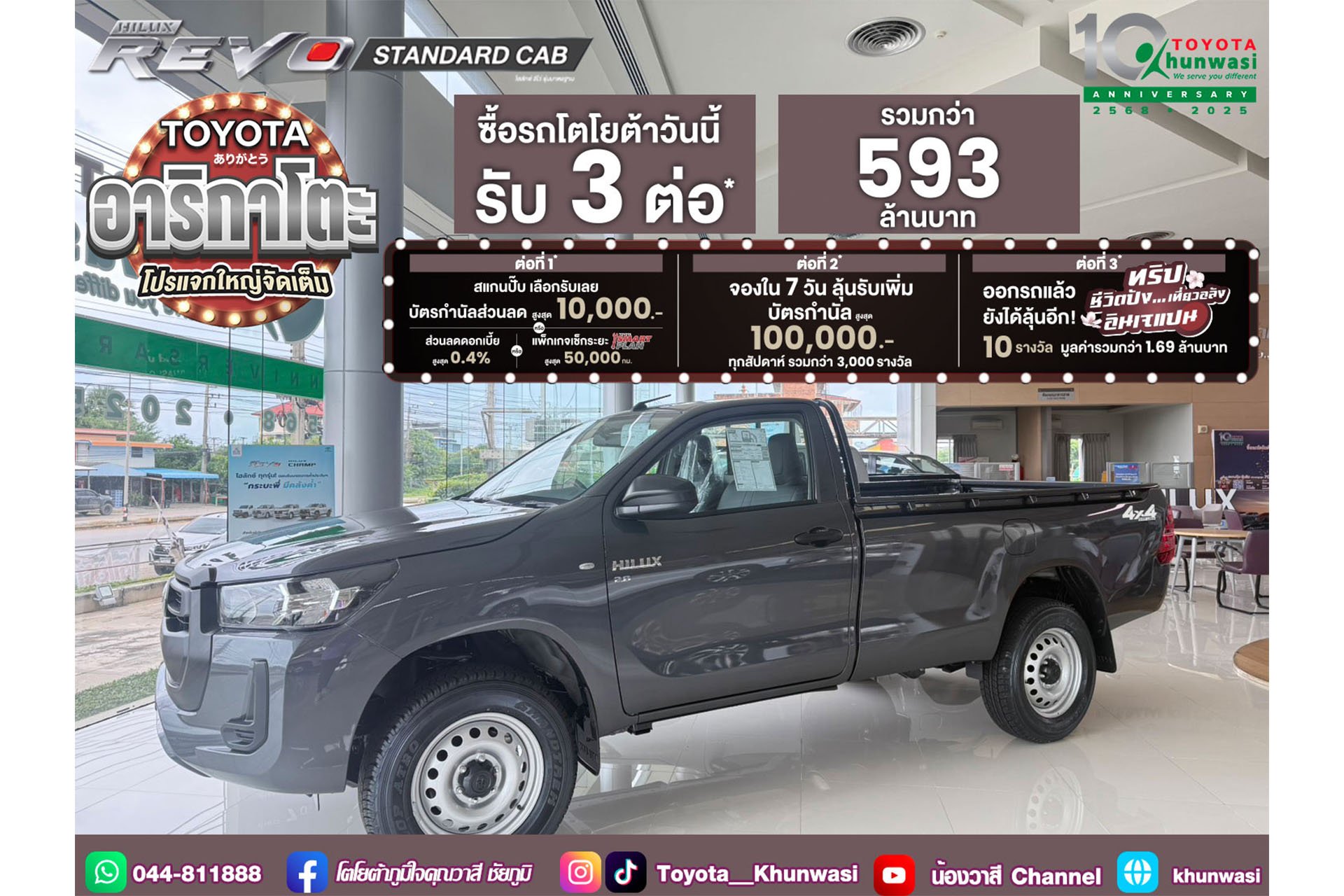 โตโยต้า อาริกาโตะ! โปรแจกใหญ่ จัดเต็มส่งท้ายปี ซื้อกระบะรีโว่ ตอนเดียว วันนี้