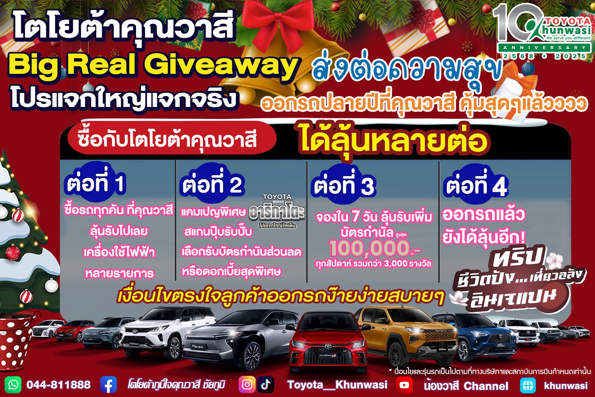โตโยต้าคุณวาสี จัดให้ส่งท้ายปลายปี โปรแจกใหญ่แจกจริง