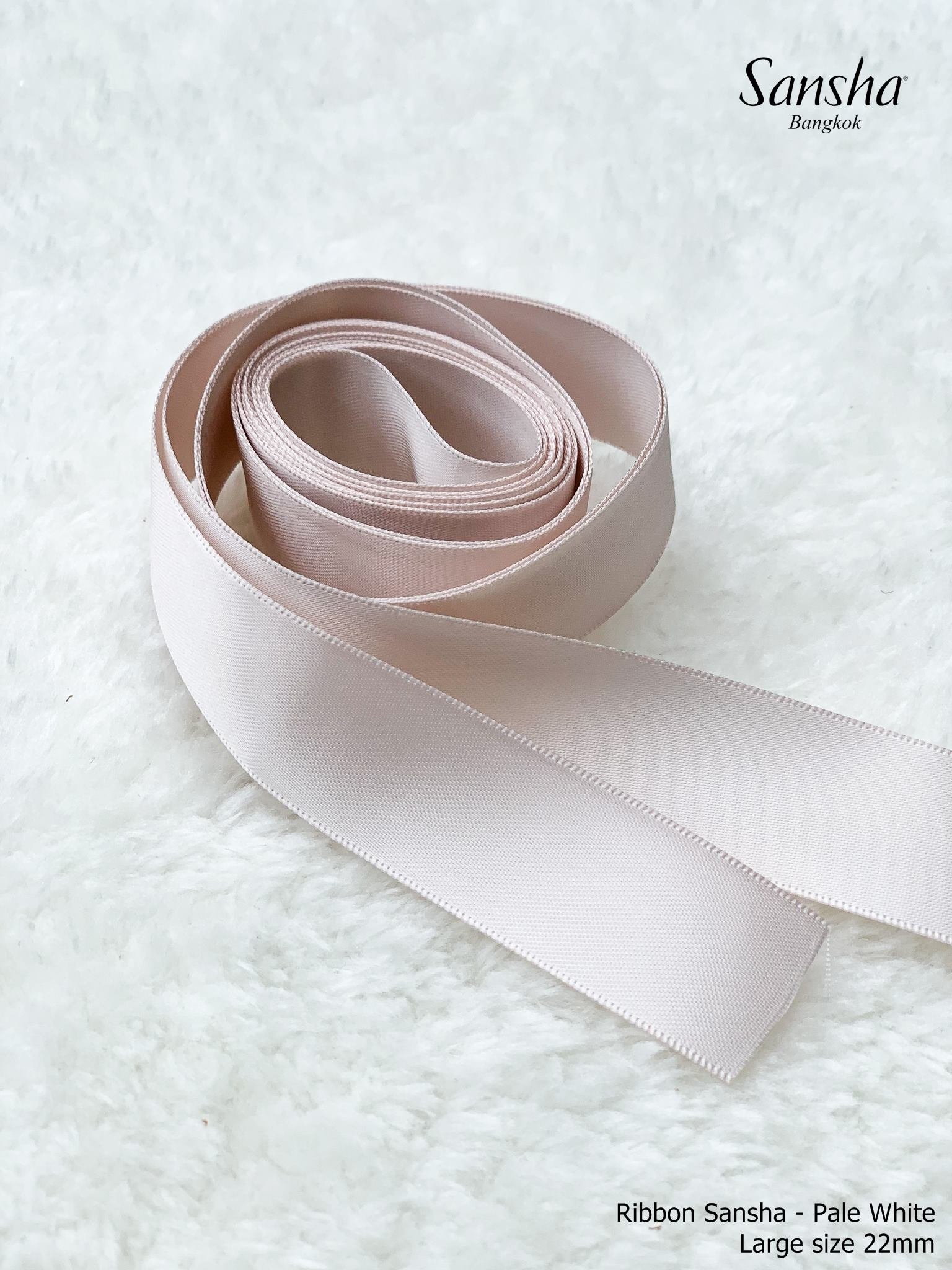 Ribbon Satin Pale White 22mm