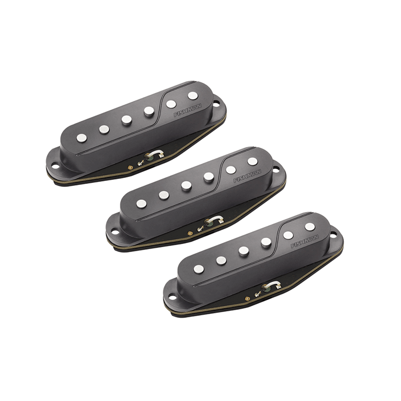 Fishman Multi-Voice Fluence Single Width Pickups for Strat, Set of 3,  Black