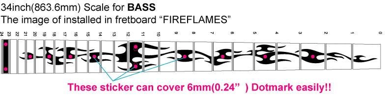 Fire Inlays FIRE FLAMES (REAL) Inlay Sticker for BASS