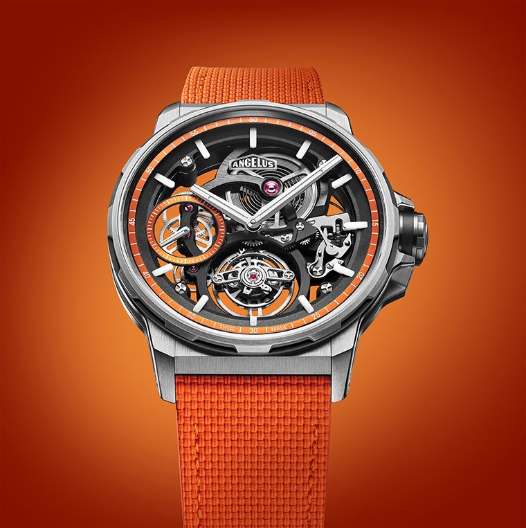 ANGELUS Flying Tourbillon Skeleton Titanium, Orange Edition