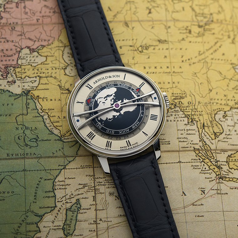 ARNOLD & SON Globetrotter 42 Steel Strand Blue & Greenwich Green Editions
