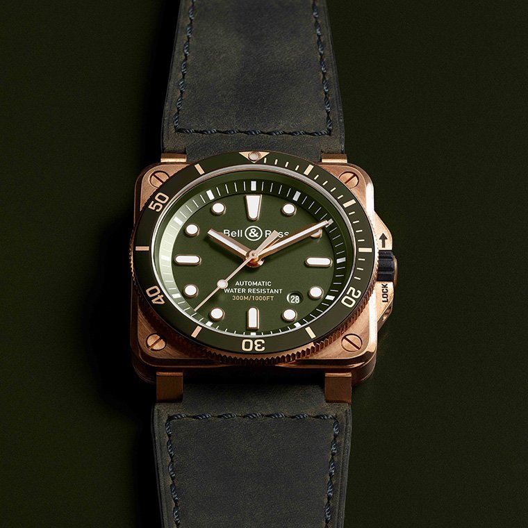สุดยอดนาฬิกาดำน้ำสปอร์ตหรู เบล แอนด์ รอส BR 03-92 Diver Green Bronze สุดยอดนาฬิกาดำน้ำสปอร์ตหรู เบล แอนด์ รอส BR 03-92 Diver Green Bronze
