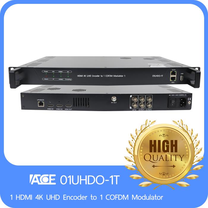 4K Ultra-HD 1HDMI Encoder to 1COFDM Digital Modulator output & 1 MPTS Stream output