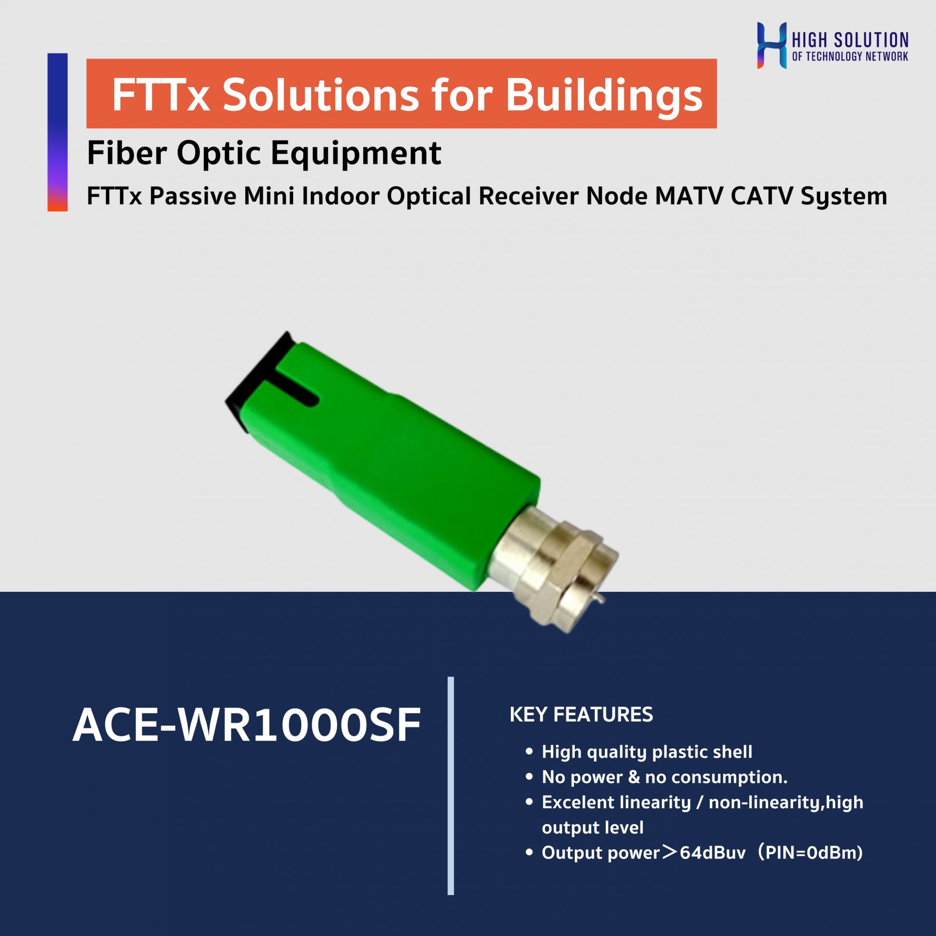 FTTx Passive Mini Indoor Optical Receiver Node MATV CATV System - hstn