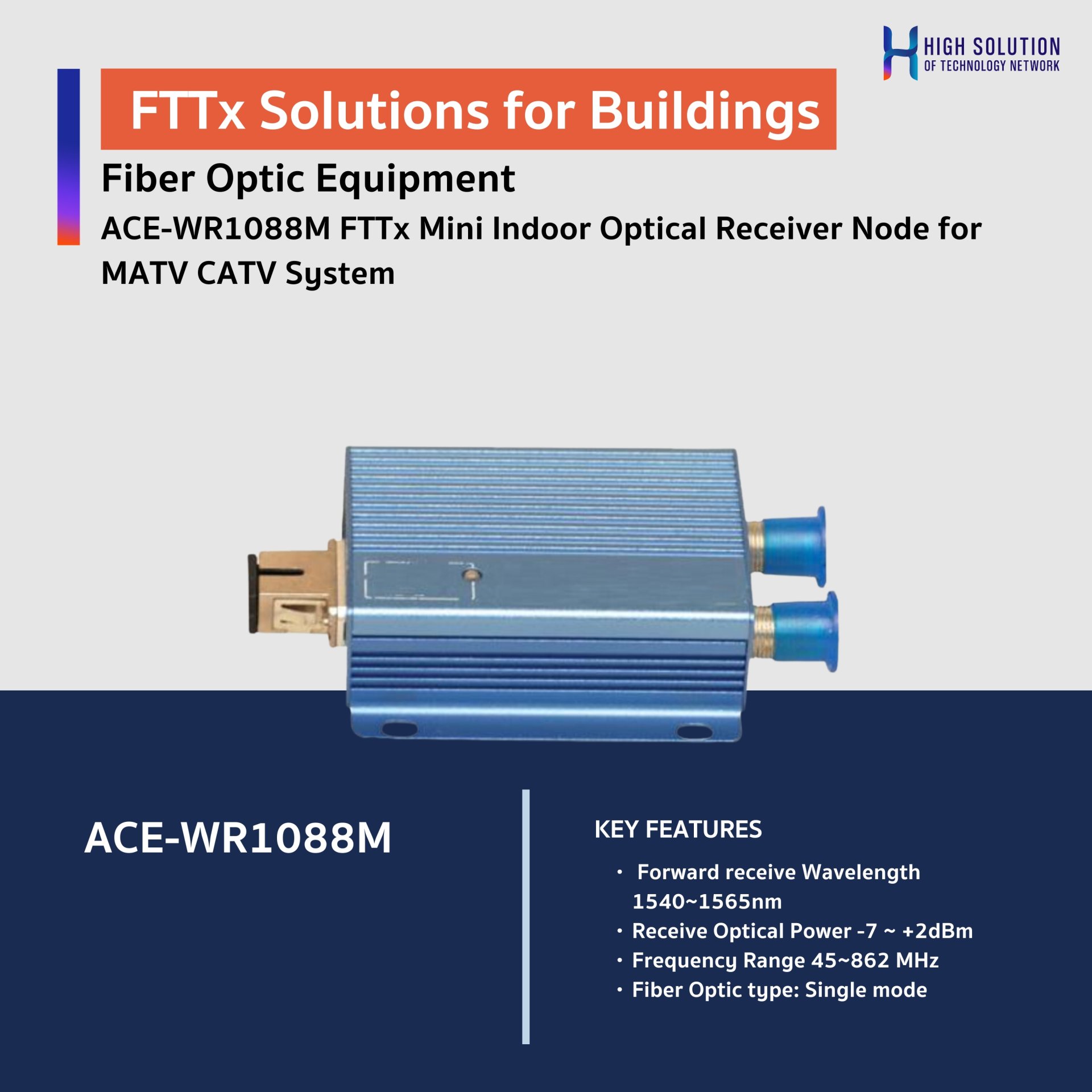 ACE-WR1088M FTTx Mini Indoor Optical Receiver Node for MATV CATV System ...