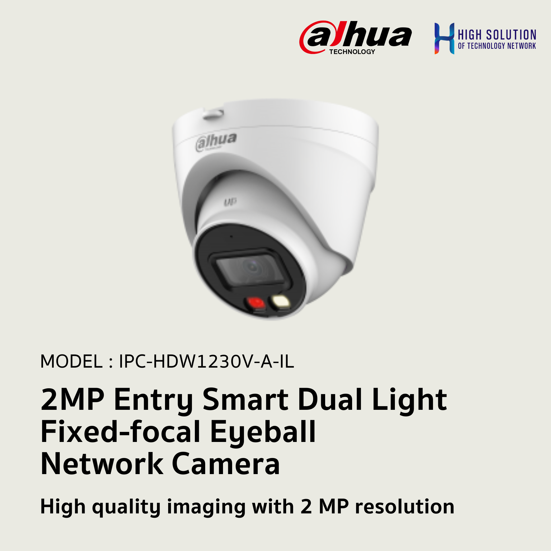 IPC-HDW1230V-A-IL Dahua 2MP Entry Smart Dual Light Fixed-focal Eyeball Network Camera IP Camera CCTV Camera
