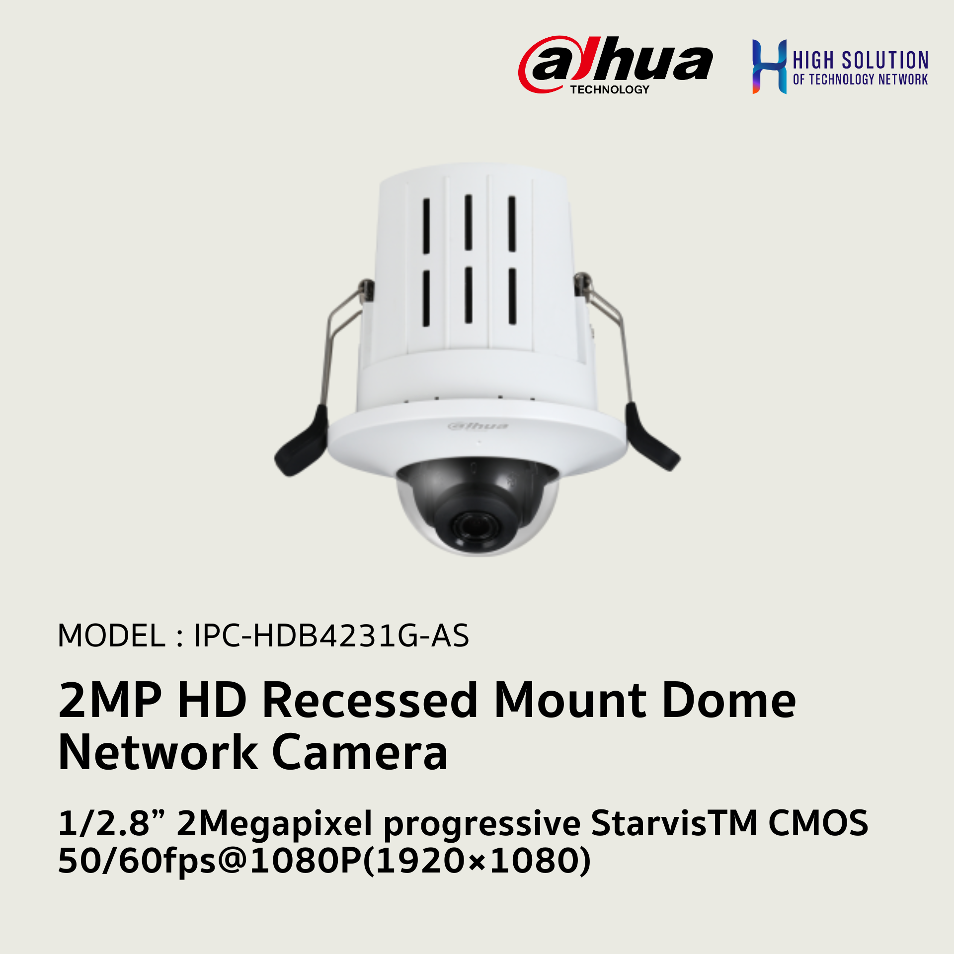 IPC-HDB4231G-AS Dahua 2MP HD Recessed Mount Dome Network Camera IP Camera CCTV Camera