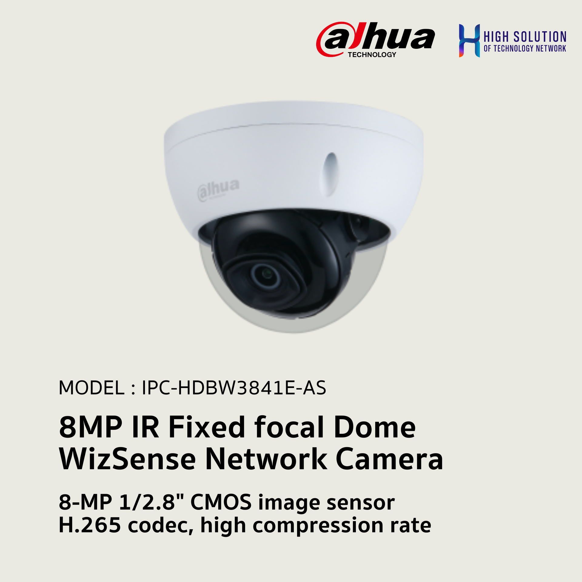 IPC-HDBW3841E-AS Dahua 8MP IR Fixed focal Dome WizSense Network Camera IP Camera CCTV Camera