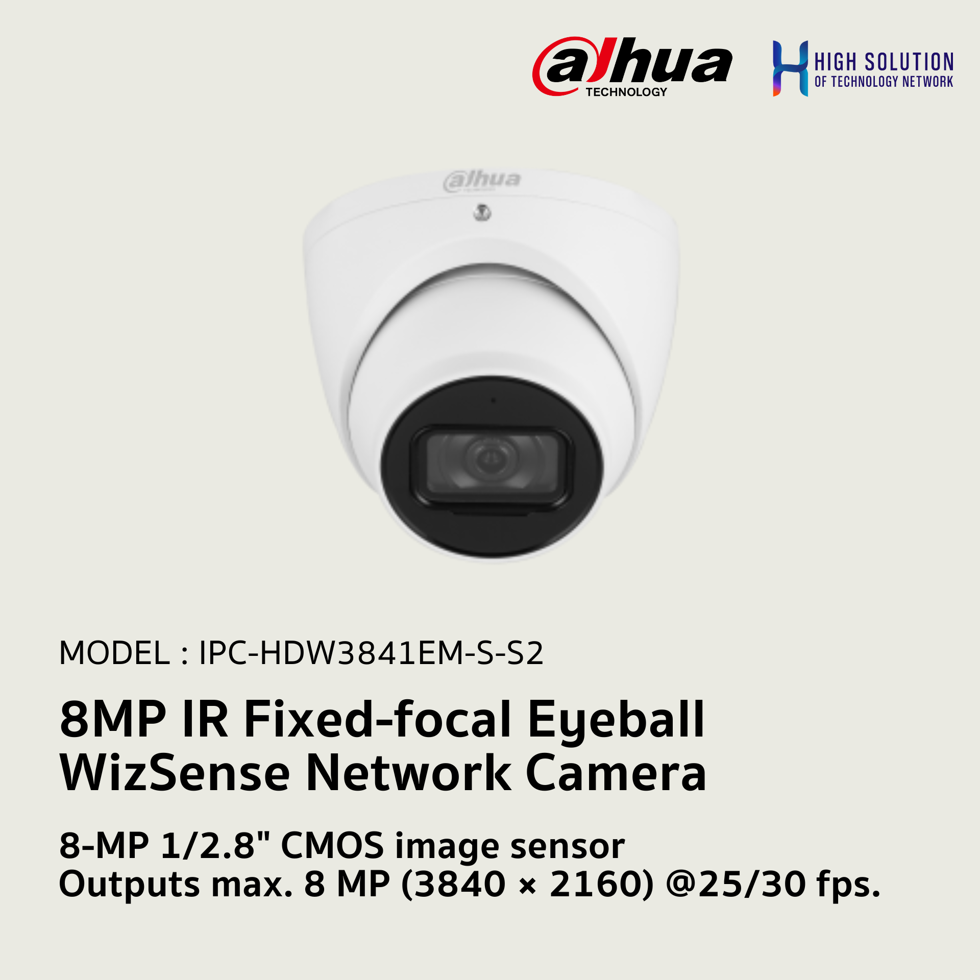 IPC-HDW3841EM-S-S2 Dahua 8MP IR Fixed-focal Eyeball WizSense Network Camera IP Camera CCTV Camera