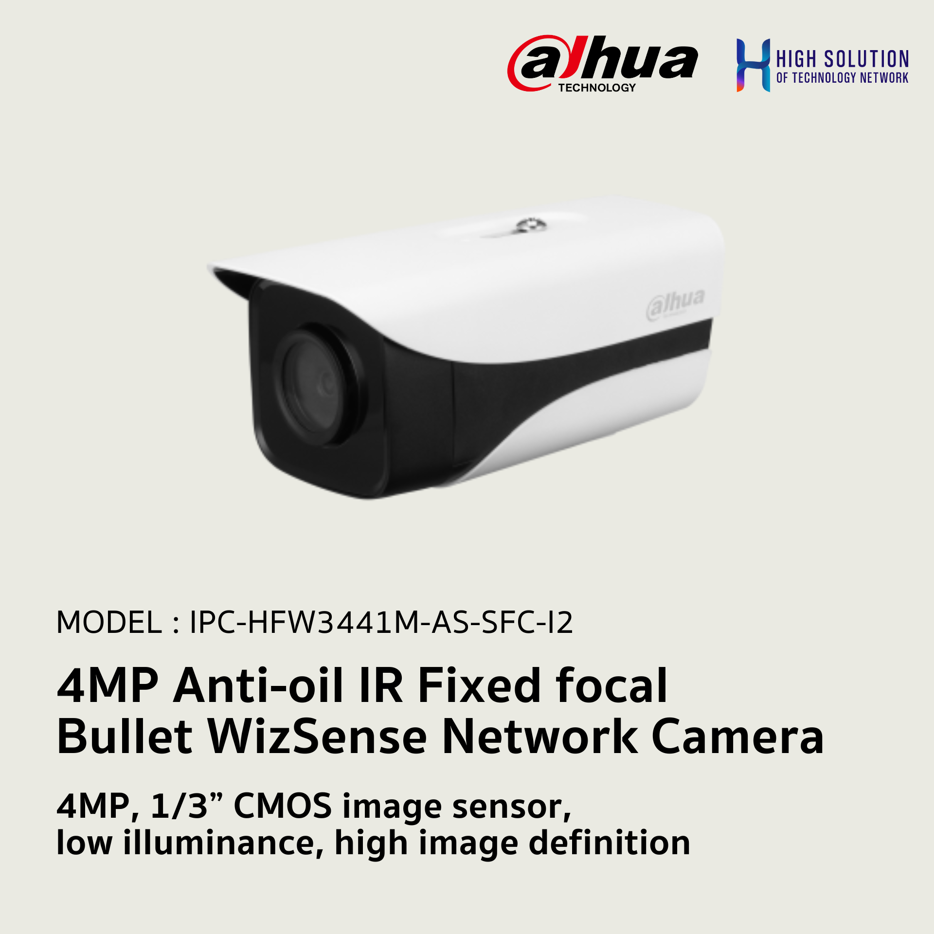 IPC-HFW3441M-AS-SFC-I2 Dahua 4MP Anti-oil IR Fixed focal Bullet WizSense Network Camera IP Camera CCTV Camera