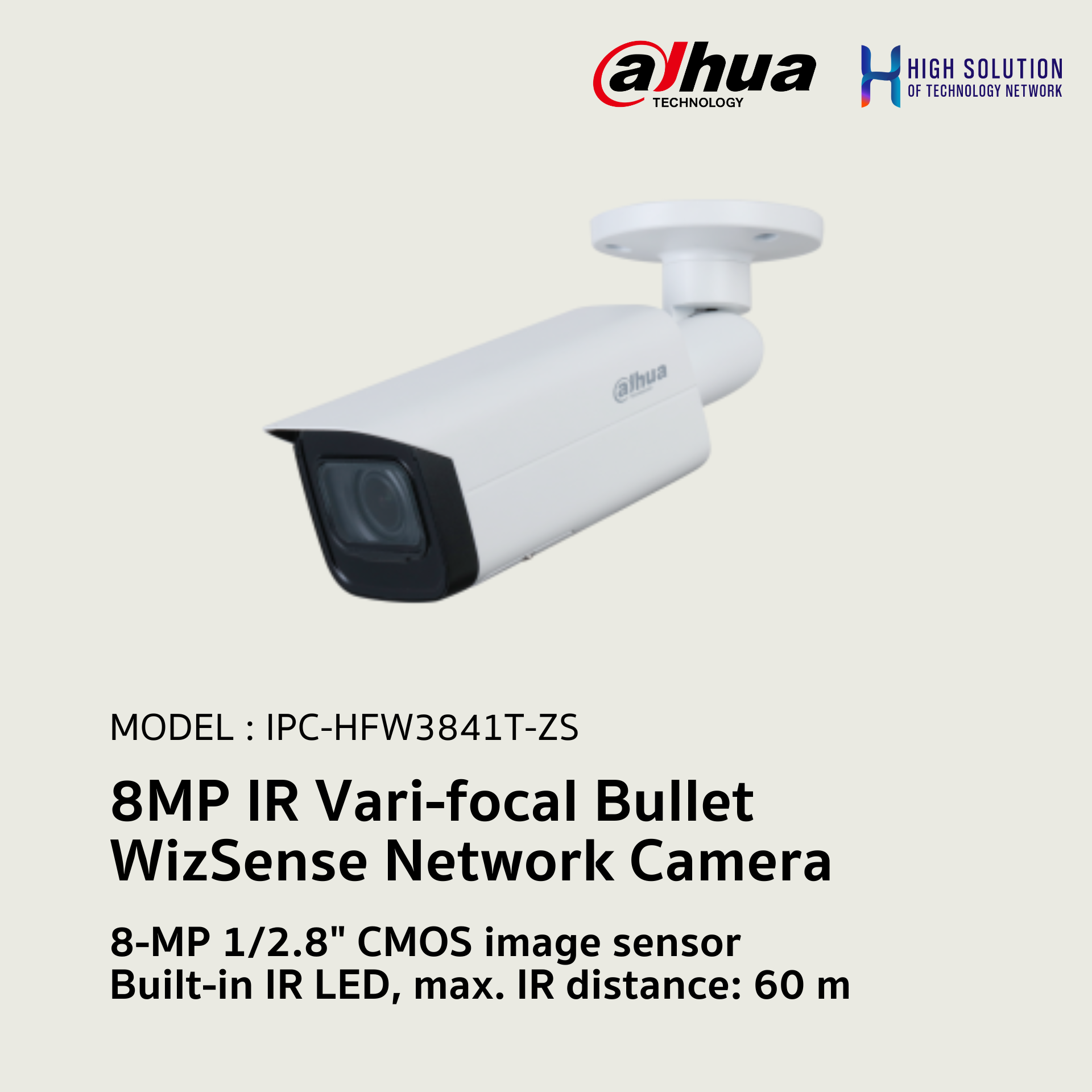IPC-HFW3841T-ZS Dahua 8MP IR Vari-focal Bullet WizSense Network Camera IP Camera CCTV Camera