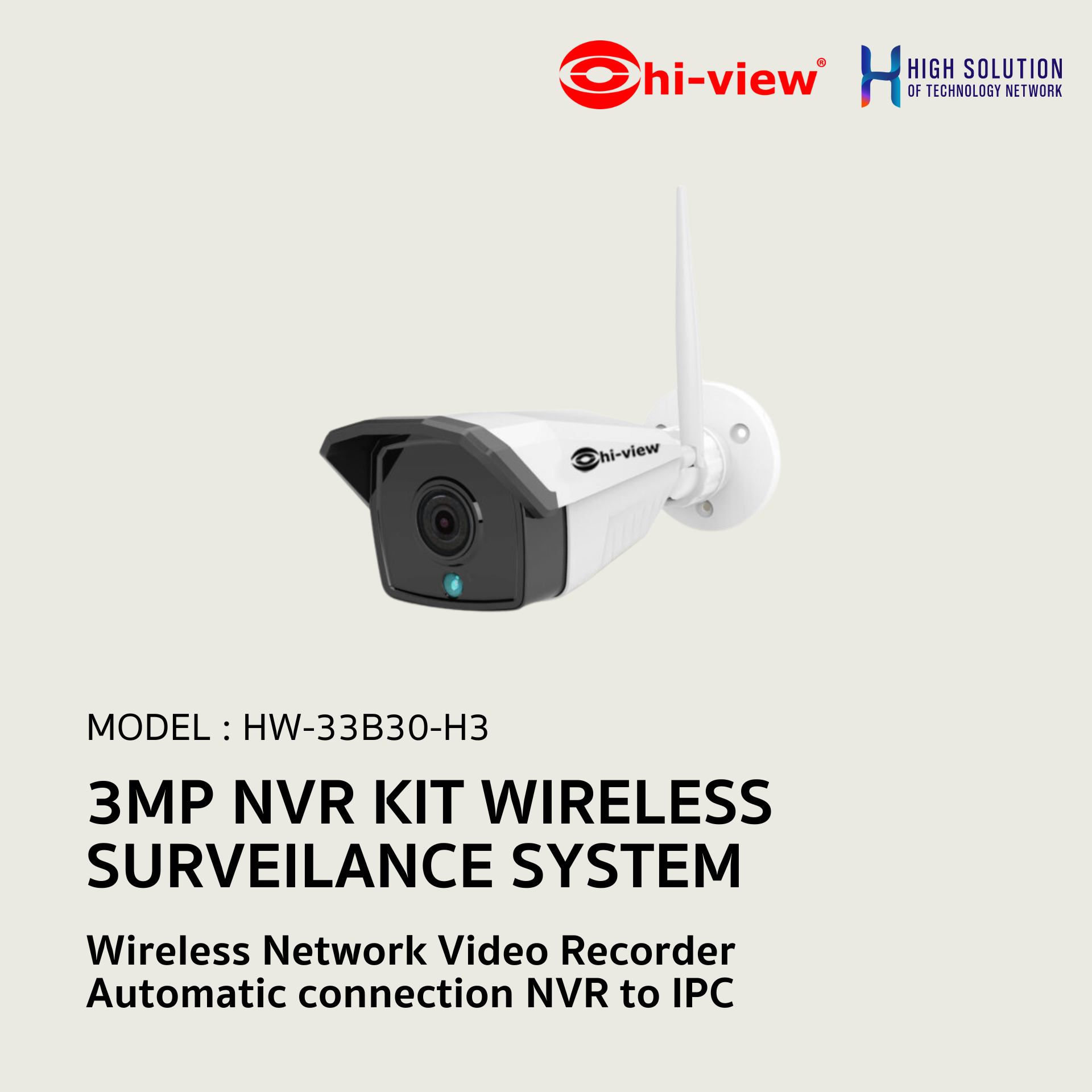 HW-33B30-H3 Hi-View 3MP NVR KIT WIRELESS SURVEILANCE SYSTEM Network ...