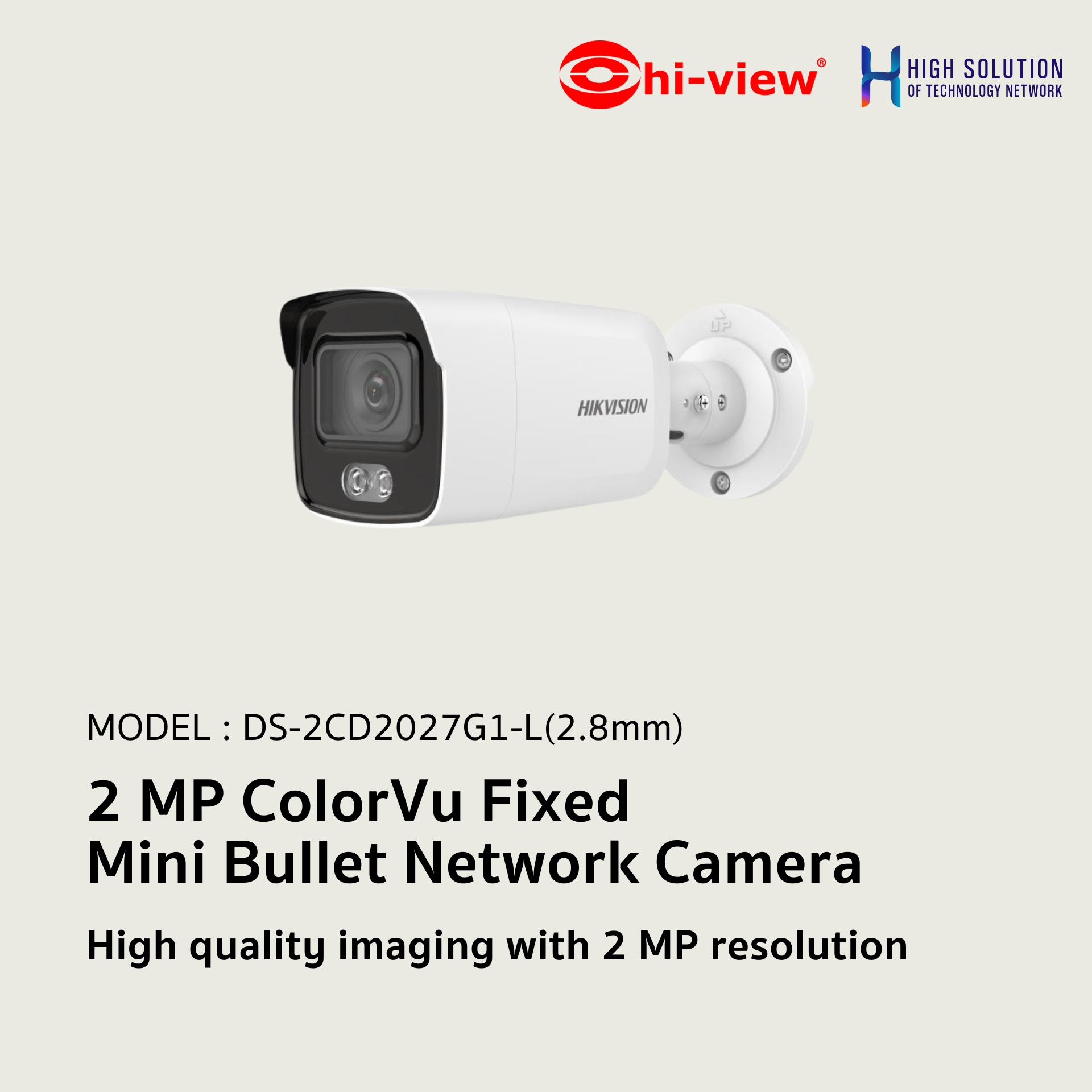 DS-2CD2027G1-L Hikvision 2 MP ColorVu Fixed Mini Bullet Network Camera IP Camera CCTV Camera (2.8mm) EOL