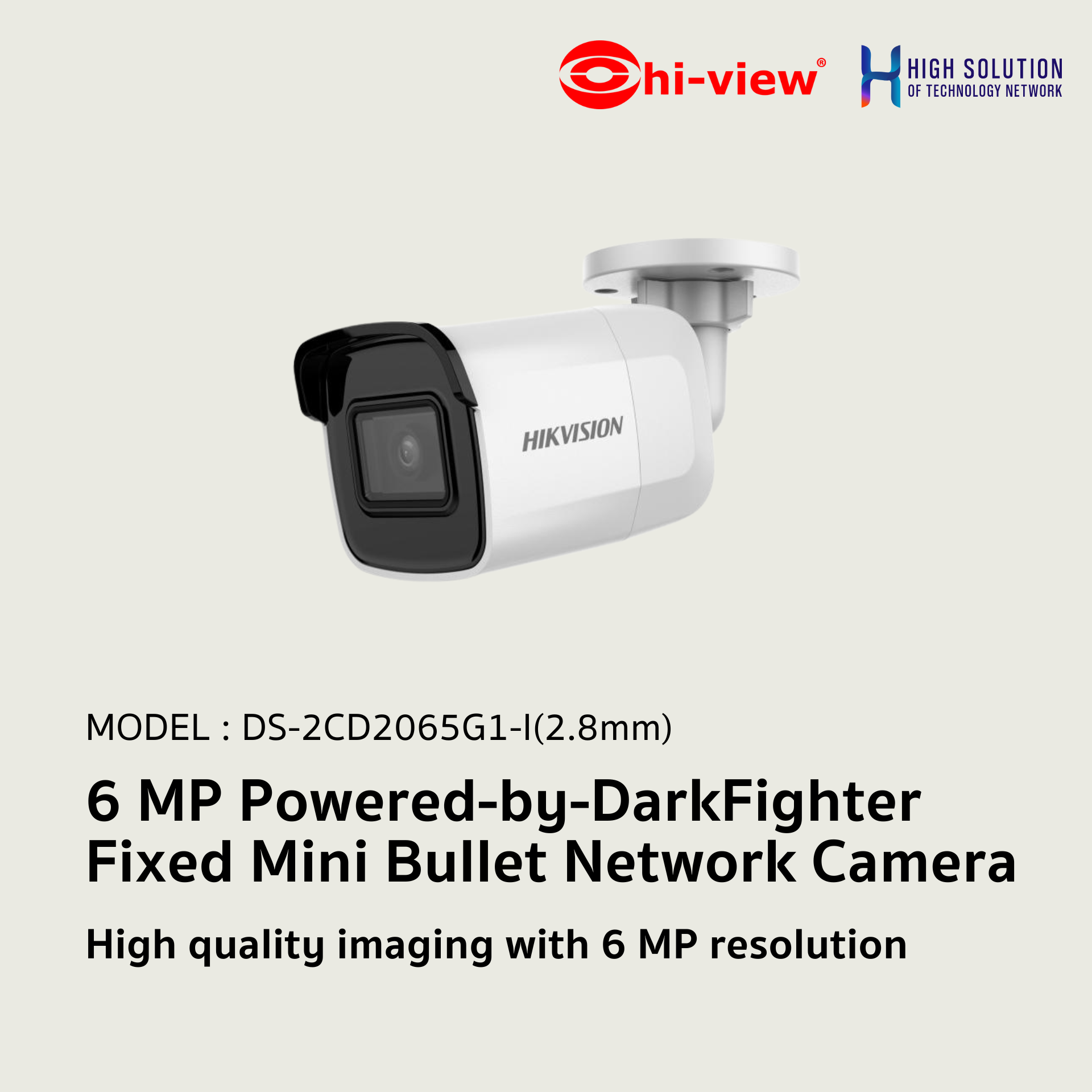 DS-2CD2065G1-I Hikvision 6 MP Powered-by-DarkFighter Fixed Mini Bullet Network Camera IP Camera CCTV Camera (2.8mm)