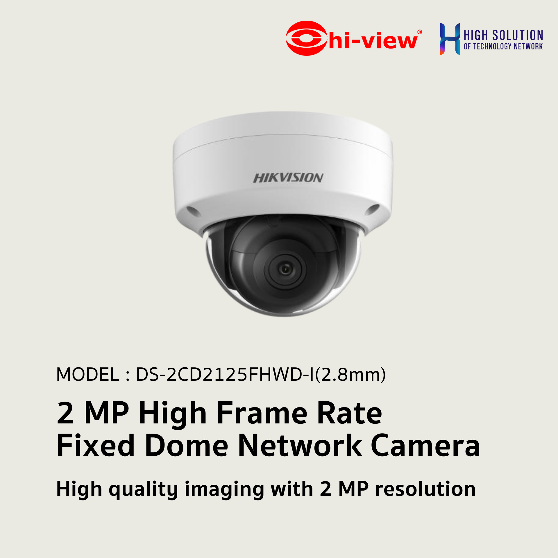 DS-2CD2125FHWD-I Hikvision 2 MP High Frame Rate Fixed Dome Network Camera IP Camera CCTV Camera (2.8mm)