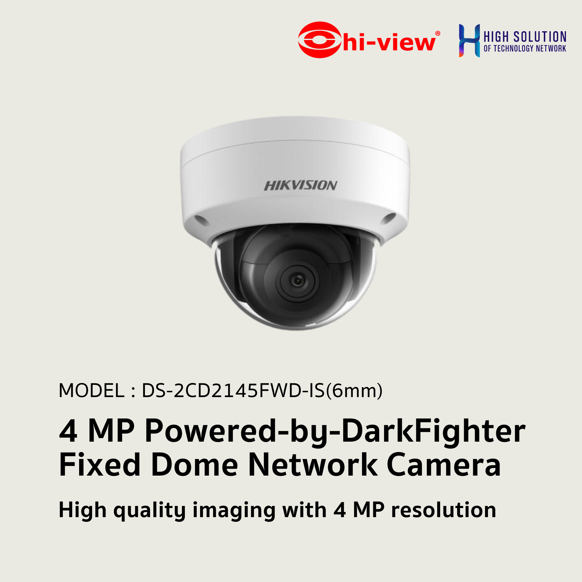 DS-2CD2145FWD-IS Hikvision 4 MP Powered-by-DarkFighter Fixed Dome Network Camera IP Camera CCTV Camera (6mm)