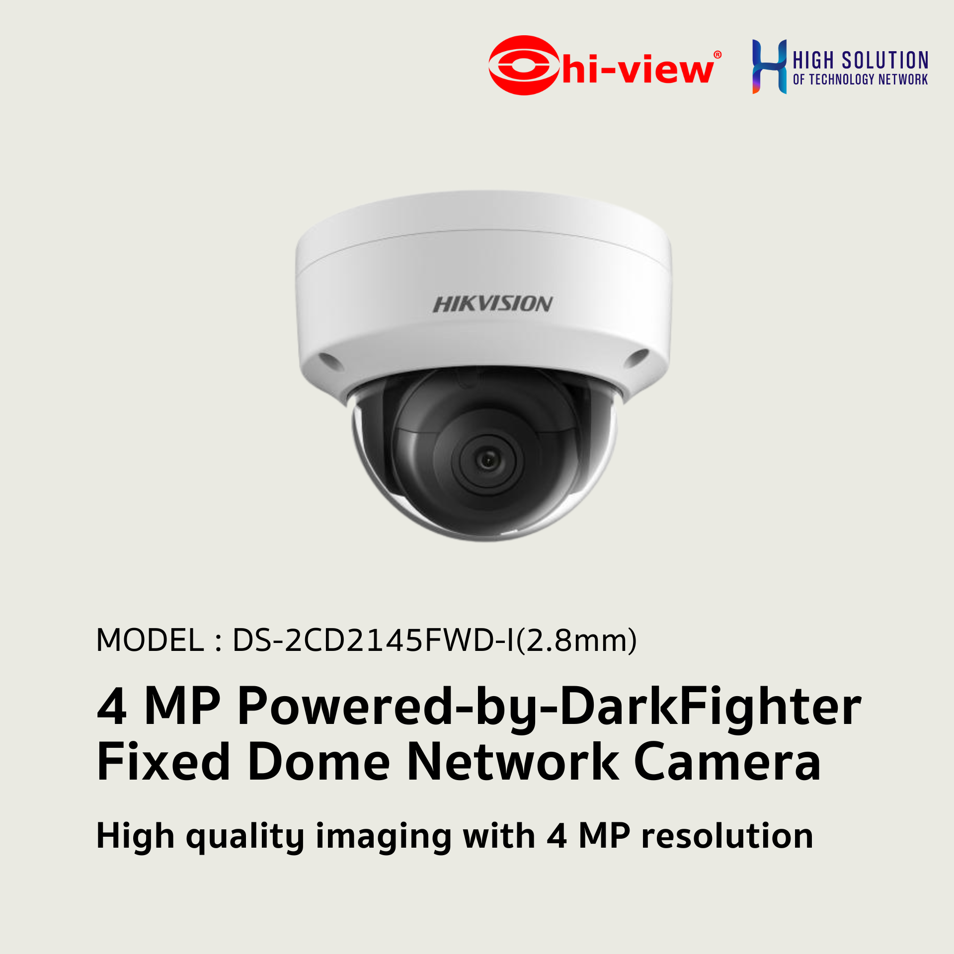 DS-2CD2145FWD-I Hikvision 4 MP Powered-by-DarkFighter Fixed Dome Network Camera IP Camera CCTV Camera (2.8mm)