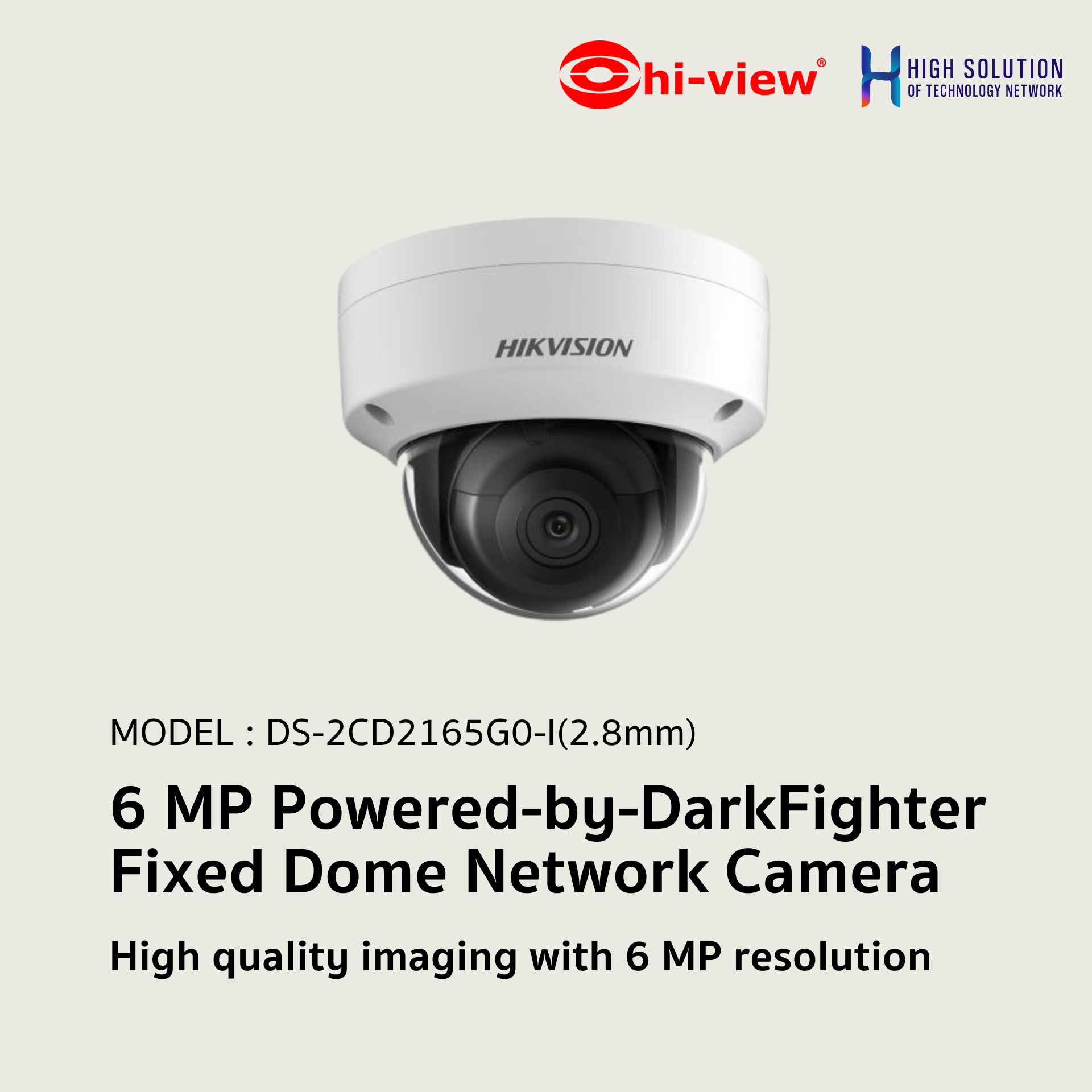 DS-2CD2165G0-I Hikvision 6 MP Powered-by-DarkFighter Fixed Dome Network Camera IP Camera CCTV Camera (2.8mm)