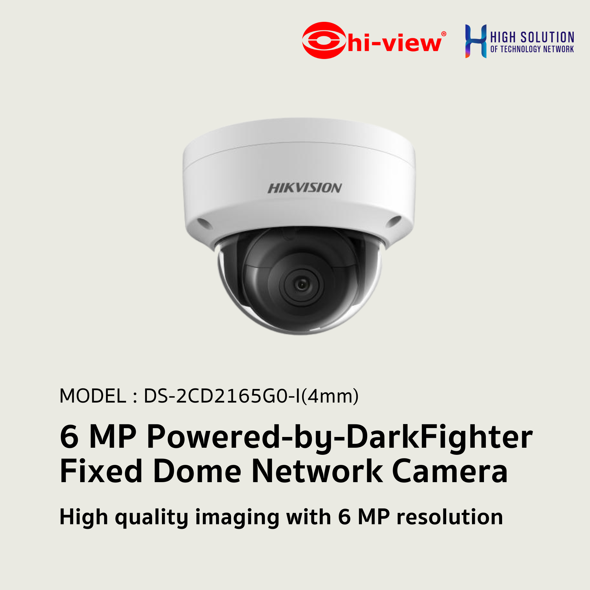 DS-2CD2165G0-I Hikvision 6 MP Powered-by-DarkFighter Fixed Dome Network Camera IP Camera CCTV Camera (4mm)