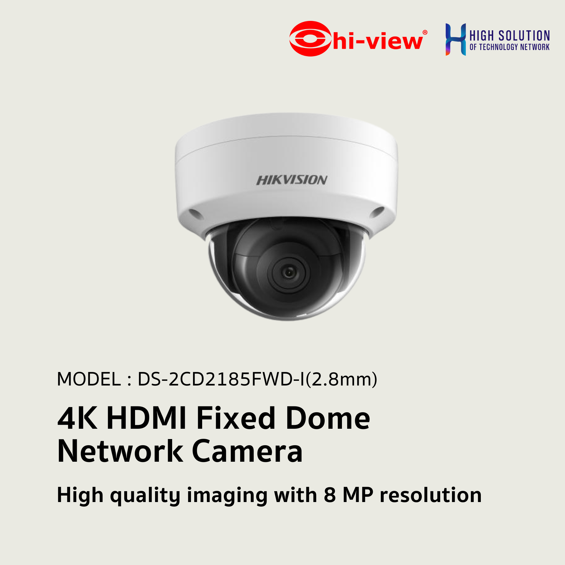 DS-2CD2185FWD-I Hikvision 8 MP 4K Fixed Dome Network Camera IP Camera CCTV Camera (2.8mm) EOL